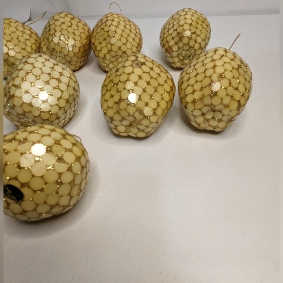 Christmas ornaments pale yellow/gold mosaic 1970's RARE! C11 - Picture 11 of 15
